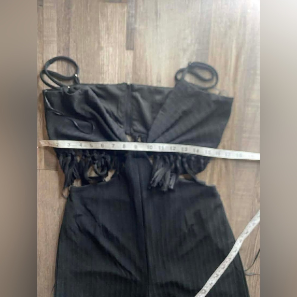 Elegant Black Fringe Jumpsuit - Picture 9 of 12